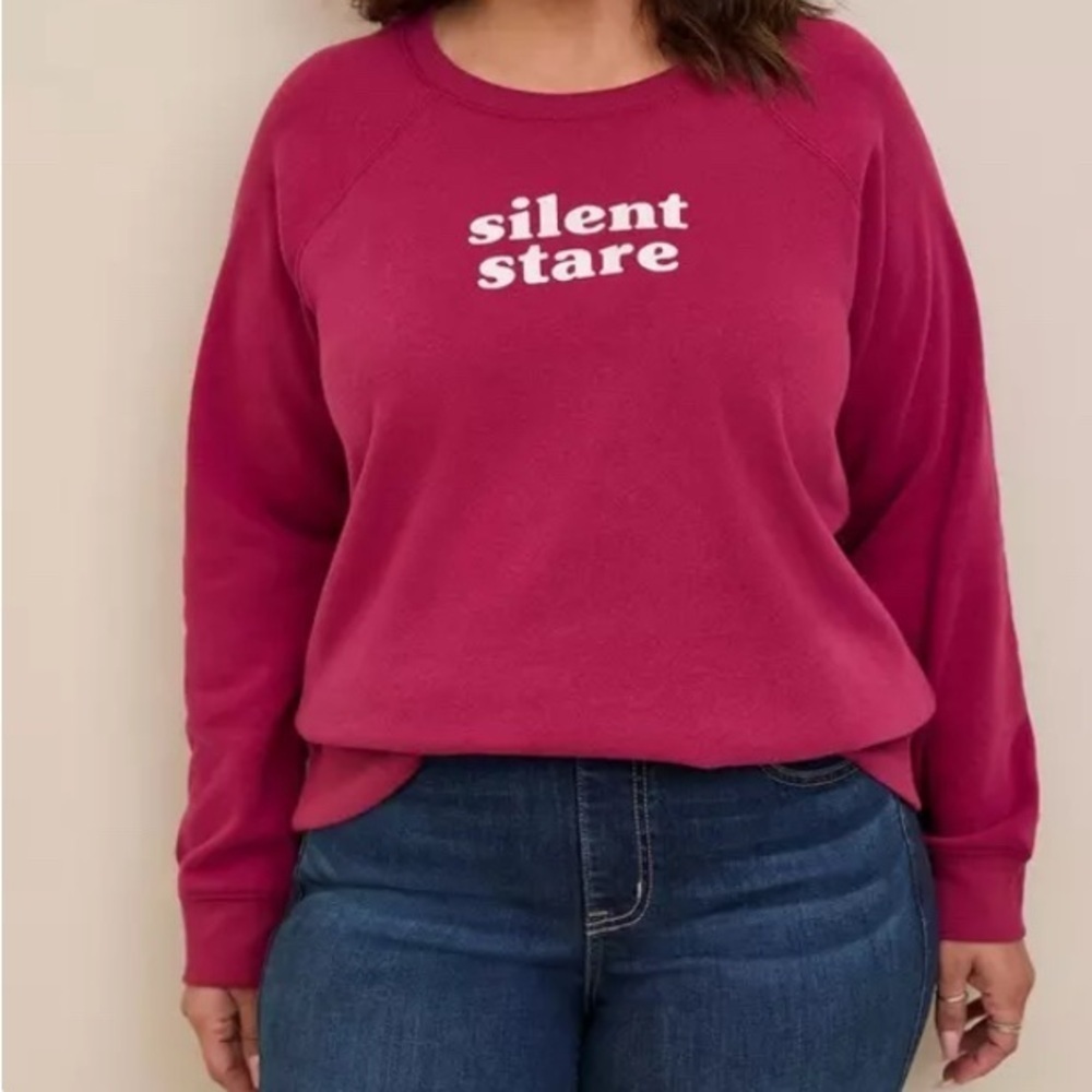 Torrid Silent Stare Cozy Fleece Crew Neck Sweatshirt Size Medium/Large